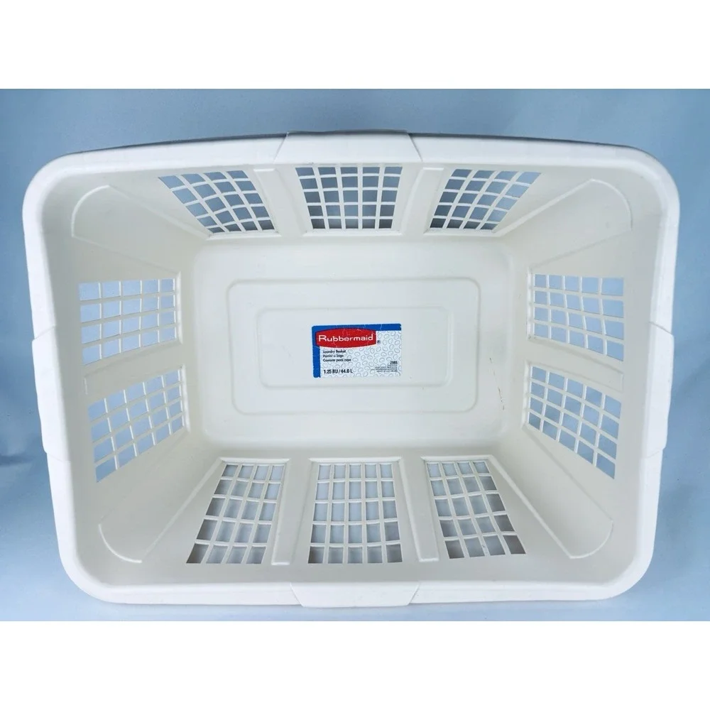 Vintage Rubbermaid Laundry Basket 2965 Tan Almond Hamper Rectangular Plastic Y2K